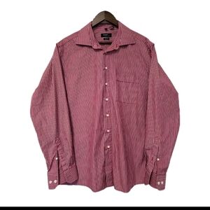 Haupt Dress Shirt Men's Red Blue White Striped Dress Shirt Causal Fisherman